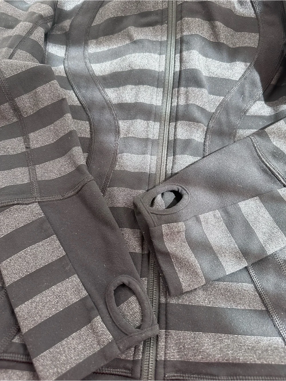 Lululemon Stride Jacket, Black Black Micro Macro Stripe, 8